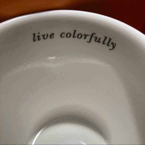 KATE SPADE “Live Colorfully” Green and White Mug New In Box NWT - Picture 5 of 9